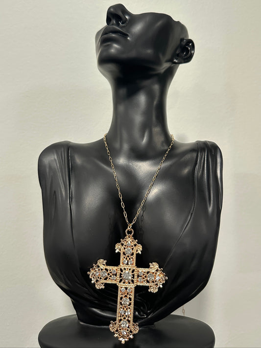 Gold XL Cross Necklace