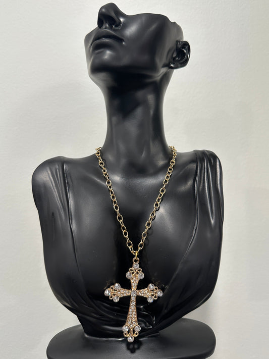 Gold Large Cross Necklace